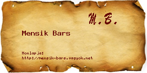 Mensik Bars névjegykártya